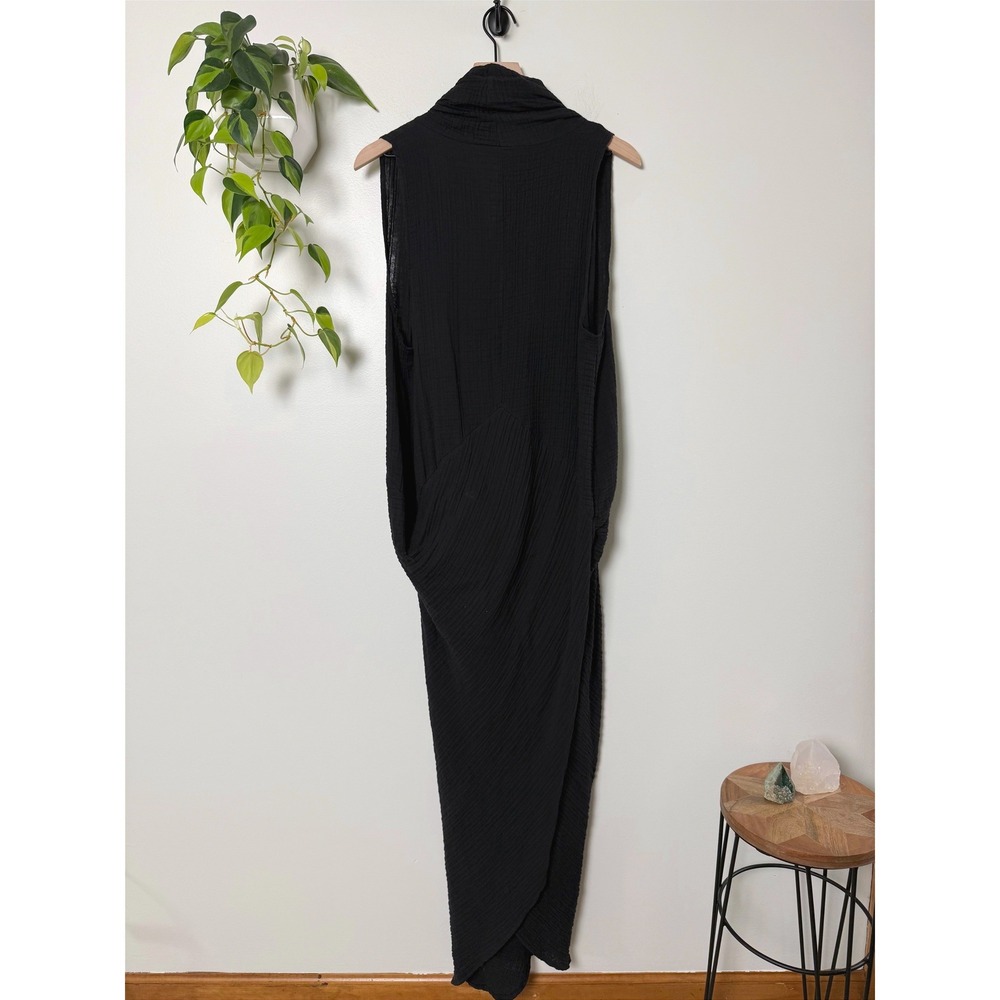 Women's Black Kozan Sleeveless Draped V-Neck Maxi Dress XL - Picture 3 of 9